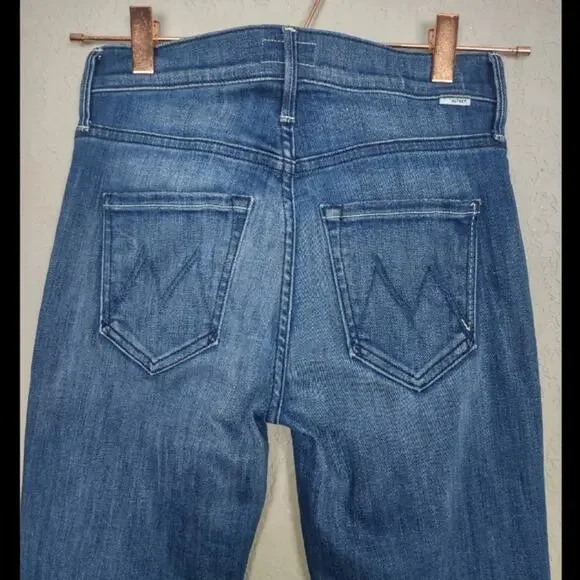 MOTHER The Mid Rise Dazzler Crop Fray Jeans In Squeeze It Size 25